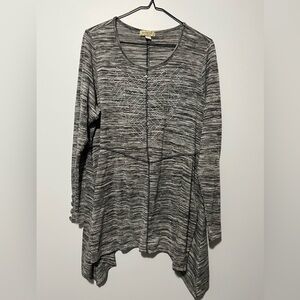 One World 1X Gray Long Sleeve Top